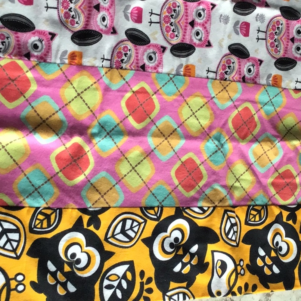 Owl Argyle floral polkadot flannel pillowcases new